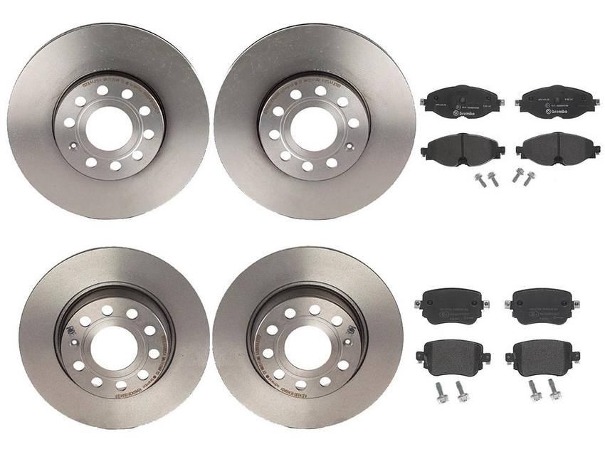 VW Brakes Kit - Pads & Rotors Front and Rear (288mm/272mm) (Low-Met) 7N0698451A - Brembo 4055570KIT